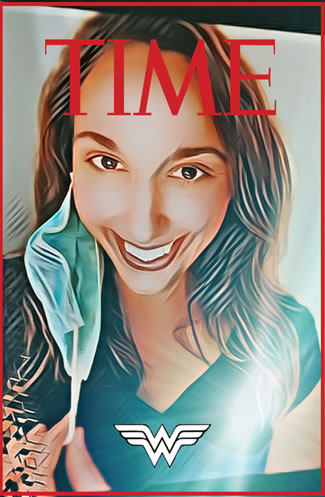 Kellie Stecher on time magazine cover as Wonder Woman