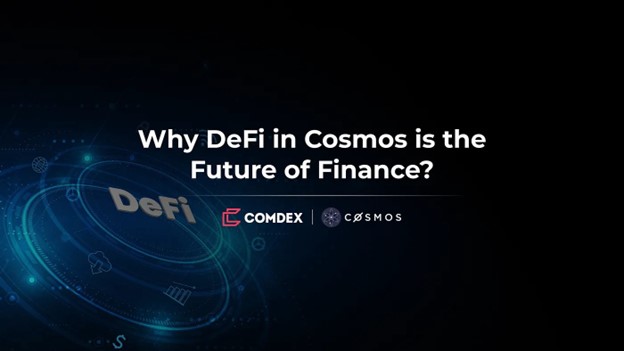 image of a digital DeFi with the Comdex and Cosmos logos
