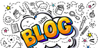 Articles cartoon drawing of the word blog for articles