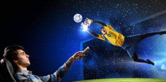 How Innovative Tech is Bringing Fans Their Sports Fix man watching tv and sports figure jumping out of tv