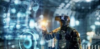 Top Technology Advancements in the Military military soldier with VR headset on using a virtual floating map