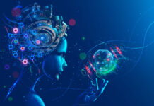 How Cognitive Bias in AI Impacts Business Outcomes virtual robot girl with hovering and rotating sphere in her hand