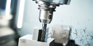 drill press in action using CNC process