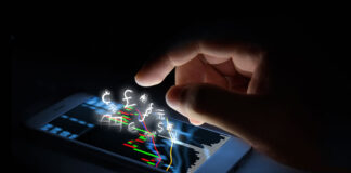 Financial Services and Digital Customer Journeys after COVID-19 man using phone app for Financial Services and Digital Customer Journeys