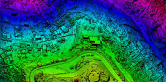 How Geospatial AI Can Help Fight Climate Change and Natural Disasters colorful geospatial overhead drone view of topography