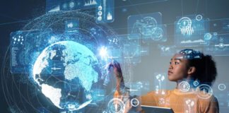 Solving the FinTech Back Office Problems with Technology girl using both a tablet and using a digital dashboard to solve the FinTech back office problems with technology