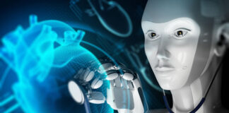 5 Frontier Technologies to Improve Health in Emerging Economies AI robot with stethoscope listening to a digital heart