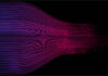 Is MMW faster than Wi-Fi 5? red and purple fine fiber optic horizontal lines representing mm wave and wireless technology