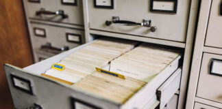 open drawer to a filing cabinet for public records