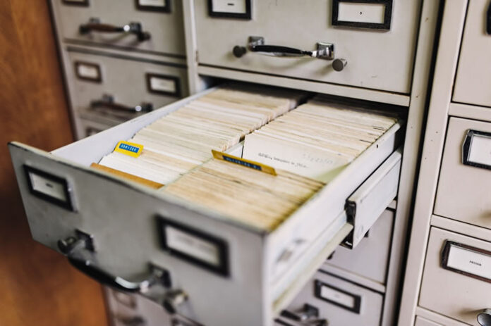 open drawer to a filing cabinet for public records