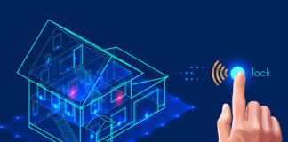 Smart Home Devices Assisting the Elderly Need an Edge visual image of a electronic smart home with a human hand touching a control button