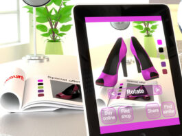 AR marketing using a tablet for online shopping to buy products