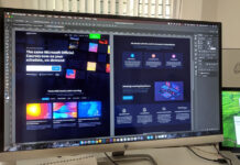 PC monitor displaying a web design layout