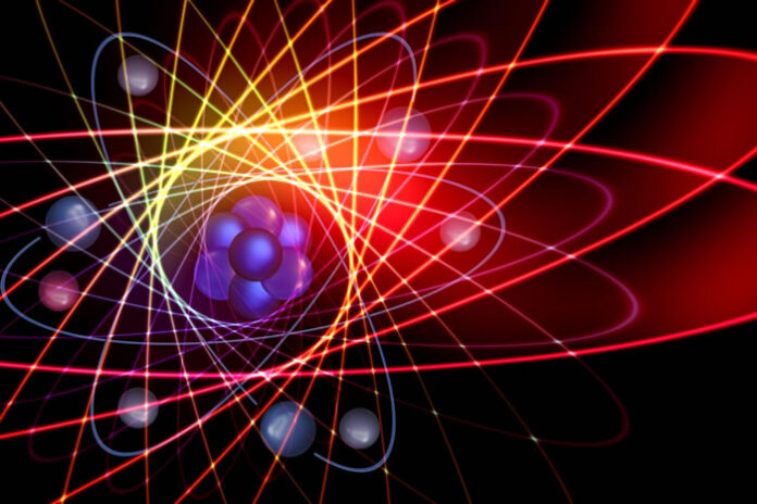illustration of spinning atoms representing quantum physics