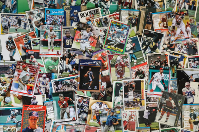 stacks of thousands of sports trading cards