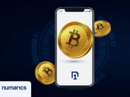 bitcoin cryptocurrency coin showing on a smart phone