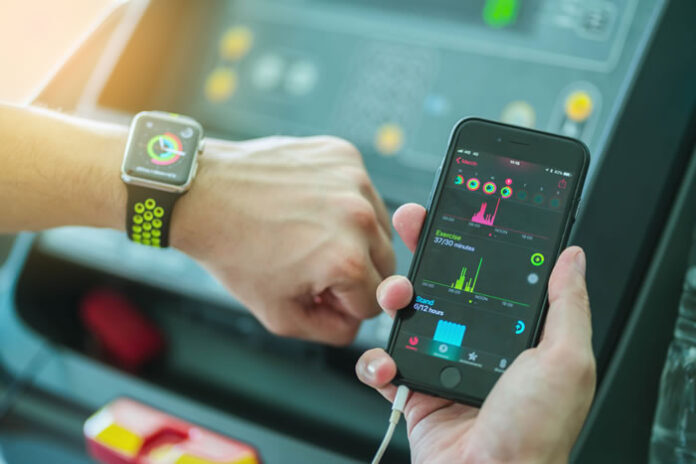 fitness app on smart phone and smart watch