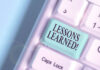 Lessons in Leadership From Music, Mobile and PropTech picture of a pink keyboard with a button called Lessons Learned