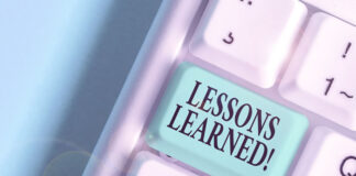 picture of a pink keyboard with a button called Lessons Learned