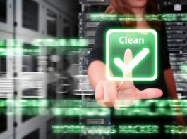 clean code is efficient code with woman pushing on a green digital button