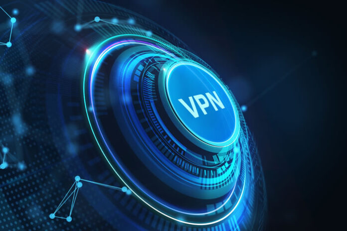 a blue-colored digital dial with the letters VPN on it