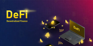 Truly Unlocking the Power of Defi defi or decentralized finance with nodes and devices showing crypto currency