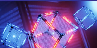 Blockchain Technology In Food Supply Chain blockchain technology and digital ledger represented by digital cubes