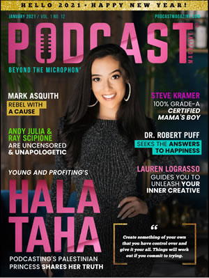 Hala Taha on the cover of Podcast Magazine