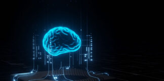 Using Scalable Information Insight Solutions to Automate Tasks a digital AI brain being integrated into a hardware component as an insight solution
