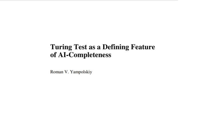 abstract whitepaper - Turning Test as a defining feature of AI-completeness
