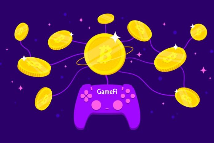 game controller digitally connected to crypto coins representing decentralized gaming