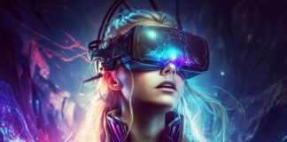 Pros and Cons of Branding in Metaverse young girl using VR goggles using for branding in metaverse