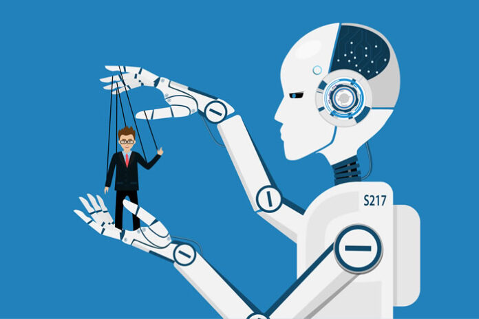 AI robot pulling the puppet strings on human - ensure good ethics