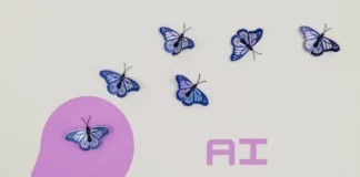 AI Text Generators: The Key to Unlocking Limitless Writing Creativity AI White and Blue Butterflies Illustration depicting AI text generators