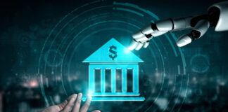 AI and Banking Consumers: Growing Fears on Being Controlled human and robot hand touching digital bank - AI and Banking Consumers