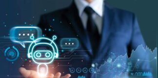 Insight Engines Equal Better Customer Service man holding up digital chatbot representing insight engines