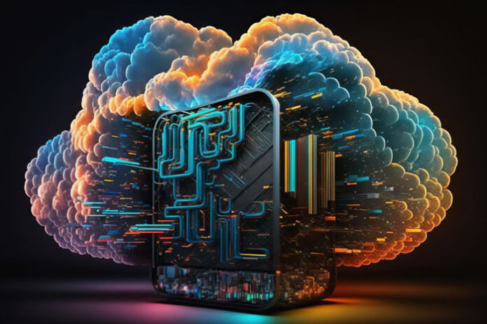 a digital depiction of server in the cloud and how cloud and AI can help companies
