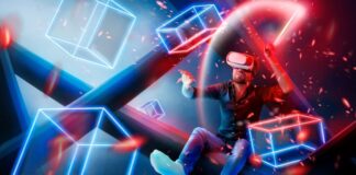 AI in Gaming Industry: Key Opportunities & Challenges man with VR goggles on with AI in the Gaming Industry