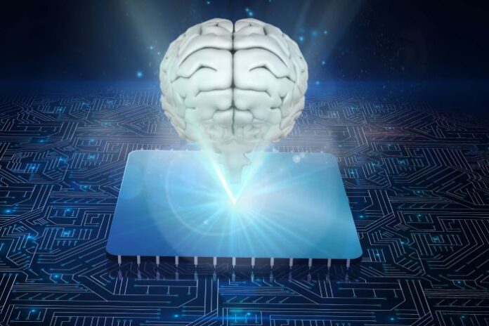 human brain levitating over a microprocessor representing government institutions with knowledge management