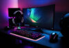 The Rise of Social Gaming the rise of social gaming with a gaming desktop, keyboard, and headset