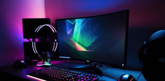 The Rise of Social Gaming the rise of social gaming with a gaming desktop, keyboard, and headset