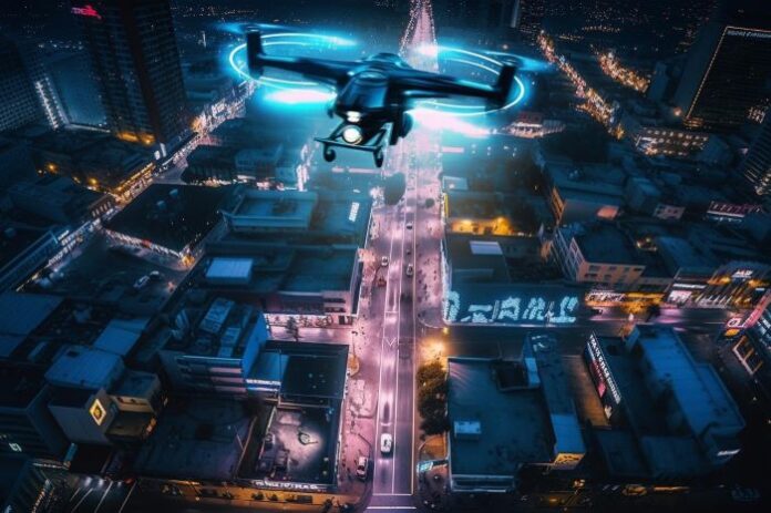 a drone over a city skyline running out of time