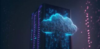 Harnessing Innovation: How Technology Firms Thrive with Cloud Services a server with a digital cloud floating on the side representing cloud services