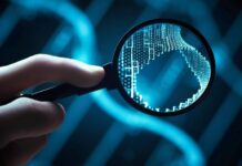 Internal Search and AI Chat: A Powerful Duo for Question Answering a human hand holding a magnifying glass to search using AI chat