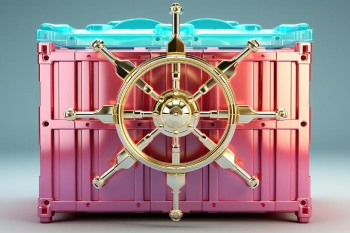a docker contain with a ships helm attached to the container representing Kubernetes Management
