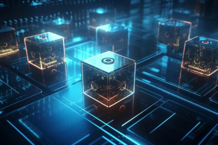 digital cubes representing blockchain