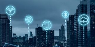 When to Consider Failover Internet for Your Business city skyline with digital icons representing wireless and failover internet connections