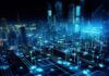 Why Businesses Can’t Stop Talking About IoT digital depiction of a city skyline with communication pixels representing all the IoT devices