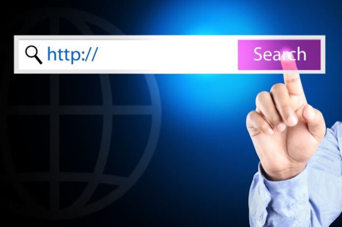 a man touching a virtual search bar in using URL shortening