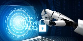 AI in Cybersecurity: Enhancing Protection and Response AI bot securing a laptop from cybersecurity threats